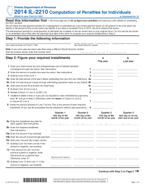 Illinois IL-2210 Computation of Penalties for Individuals