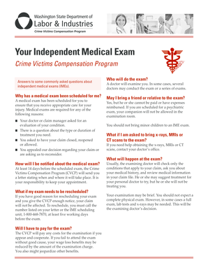 Crime Victims Compensation Program Independent Medical Exam Form