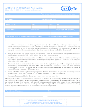 FSA Debit Card Application