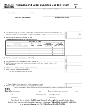 Nebraska Business Use Tax Return Form
