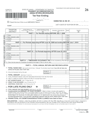 Hawaii Transient Accommodations Tax Form