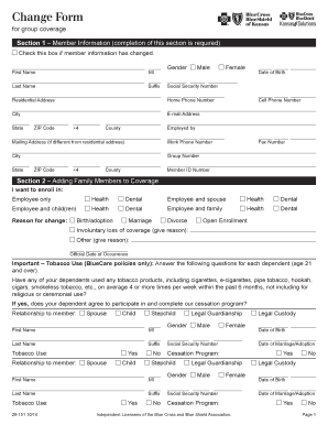 Change Form for Group Coverage