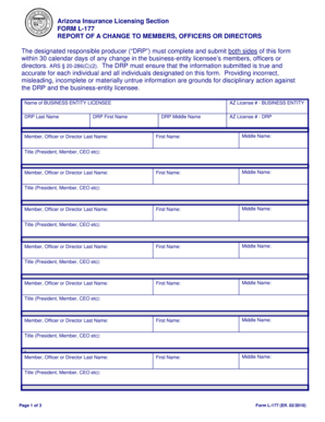 Arizona Insurance Licensing Section Form L-177