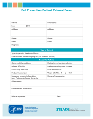 Fall Prevention Patient Referral Form
