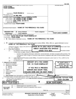 California Request for Entry of Default