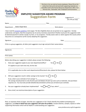 Employee Suggestion Award Program Form