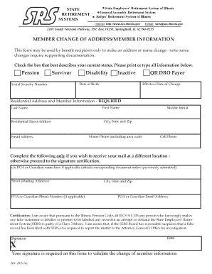 Illinois State Employees Retirement System Change of Address Form
