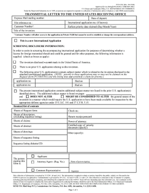 USPTO Transmittal Letter for International Applications