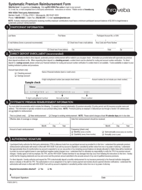 HRA VEBA Systematic Premium Reimbursement Form