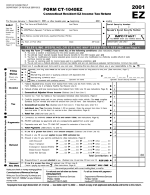 Connecticut Income Tax Return Form CT-1040EZ
