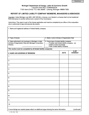 Michigan Liquor License LLC Member Report