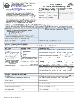 Arizona Notice of Intent to Drill Well