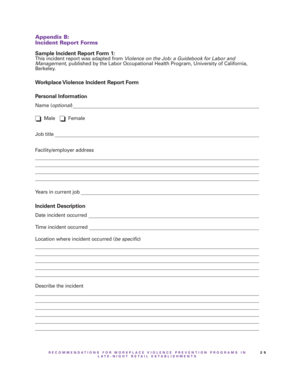Workplace Violence Incident Report Form
