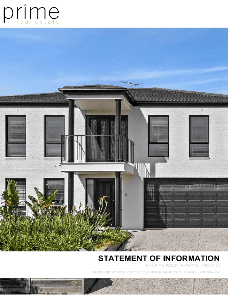 Fillable Online 69 Leigh Road, Highton, Vic 3216 House for Sale Fax