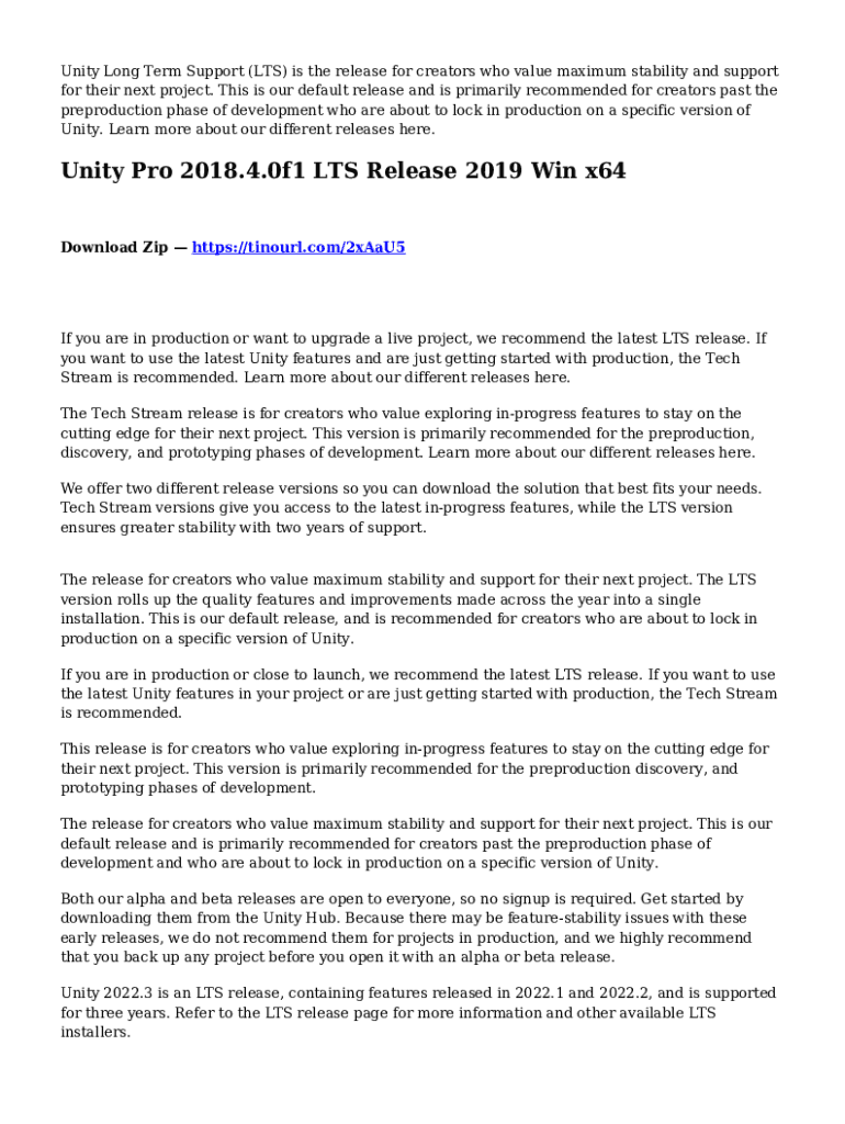 Fillable online what s the difference between unity lts and unity