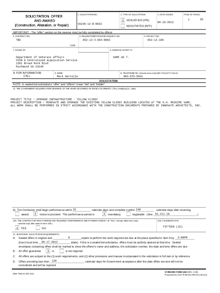 SECTION 00 01 10 TABLE OF CONTENTS VA Vendor Portal Doc Template