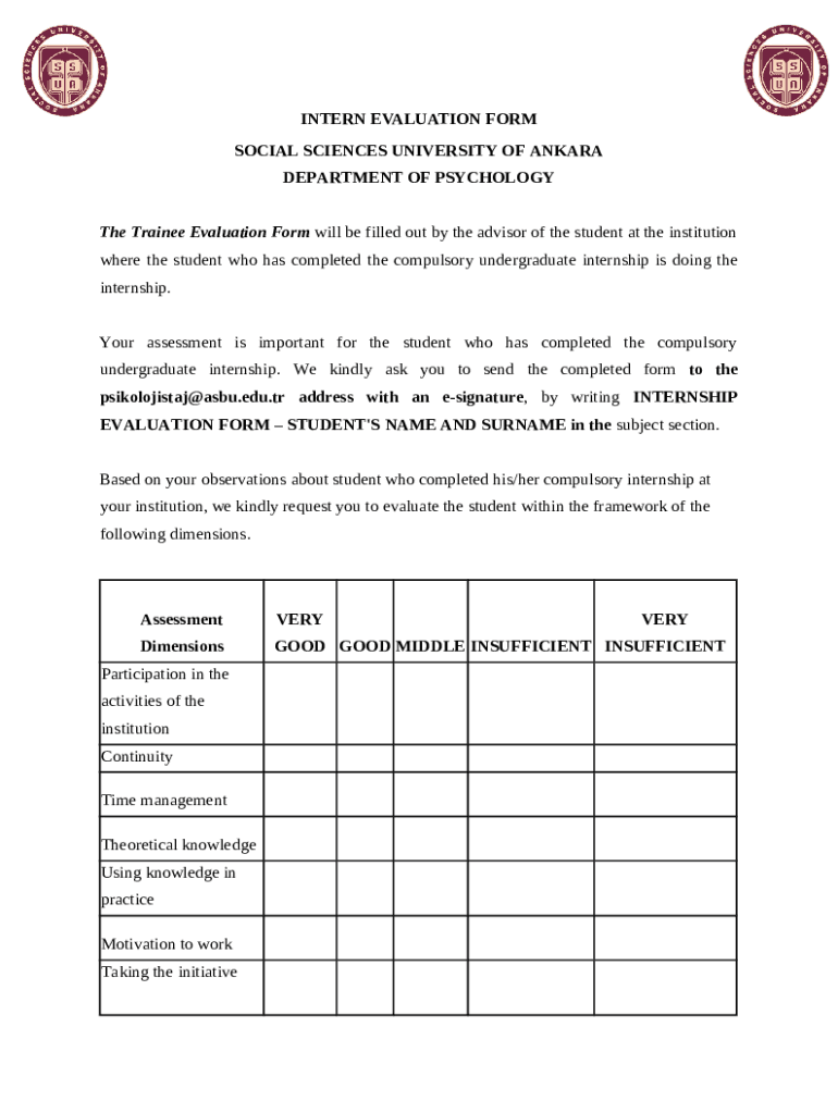 Intern Evaluation - II Doc Template | pdfFiller