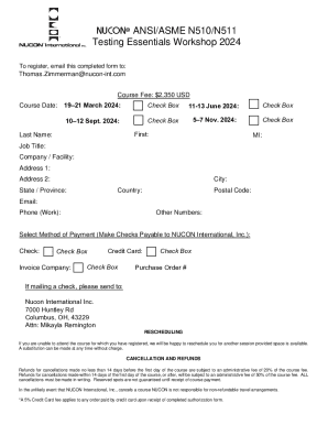 Fillable Online NUCON ANSI/ASME N510/N511 Testing Essentials Workshop ...