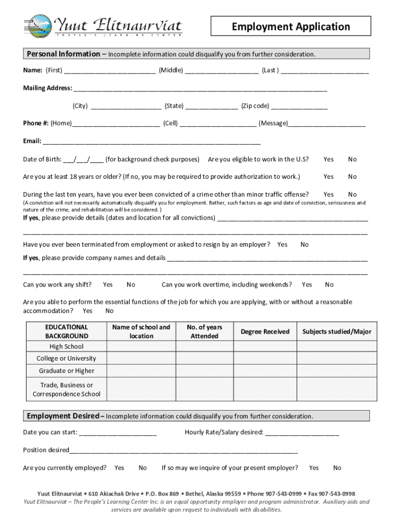 Fillable Online City of Waterbury Job Application May 2014 (00059299