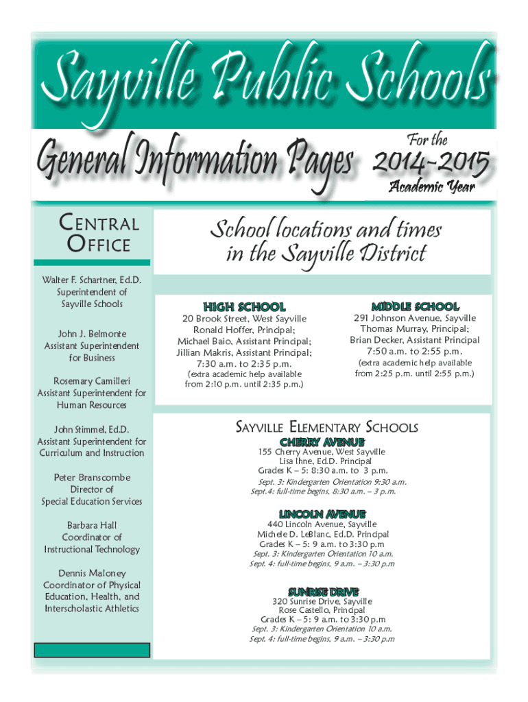 Fillable Online a New Assistant Superintendent to Sayville