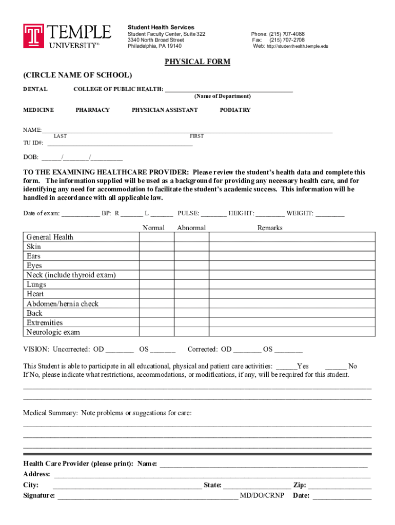 Temple University Student Health Services: Philadelphia, PA Preview on Page 1