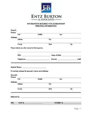 Page1 INFORMATION REQUIRED FOR GUARDIANSHIP ...