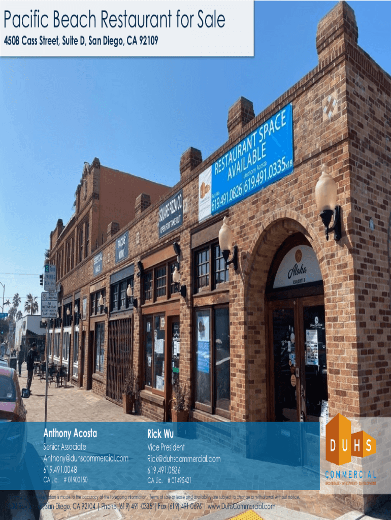 Fillable Online Bar Restaurant in Pacific Beach San Diego CA Cass