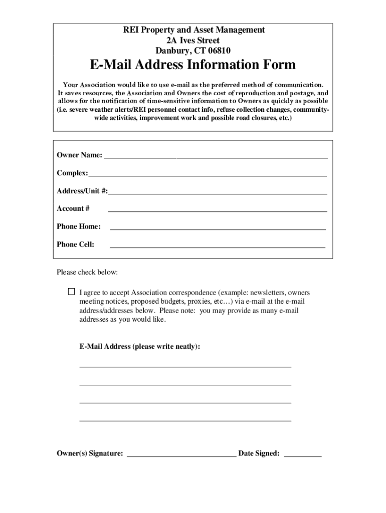 Fillable Online Contact REI Property & Asset Management The Poet's