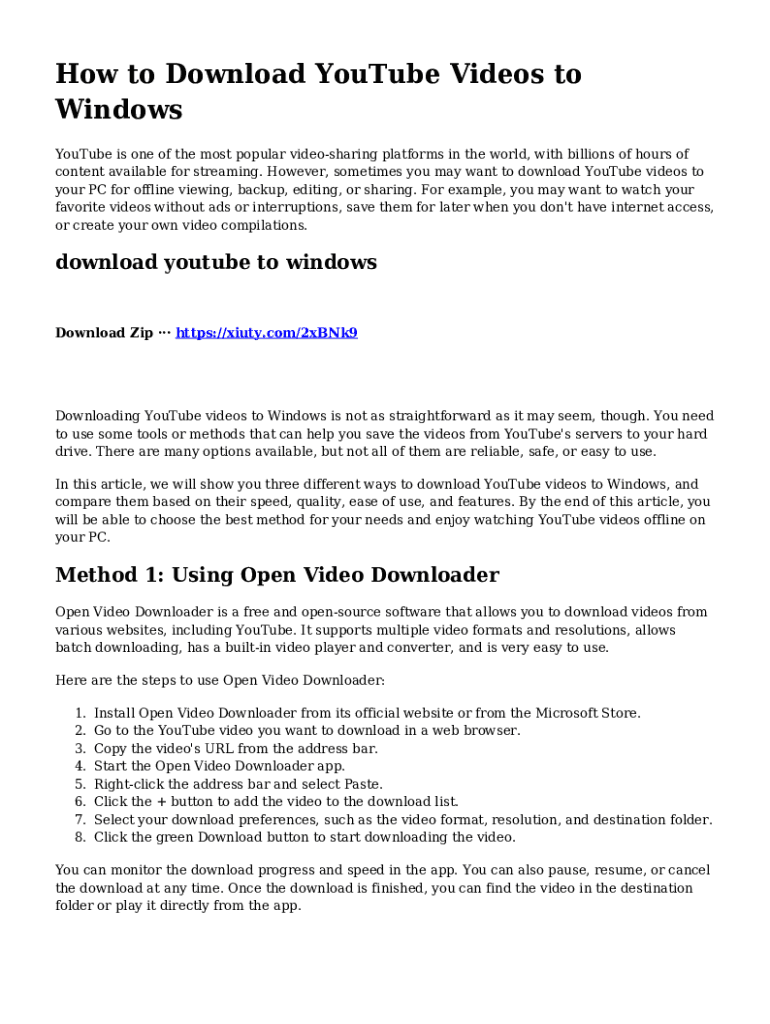 Fillable Online Download Youtube To Windows Fax Email Print pdfFiller