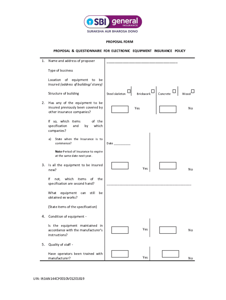 Fillable Online electronicequipmentinsuranceproposalform. Fax