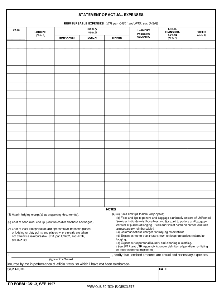 Fillable Online Actual Expense Allowance - Defense Travel Management ...