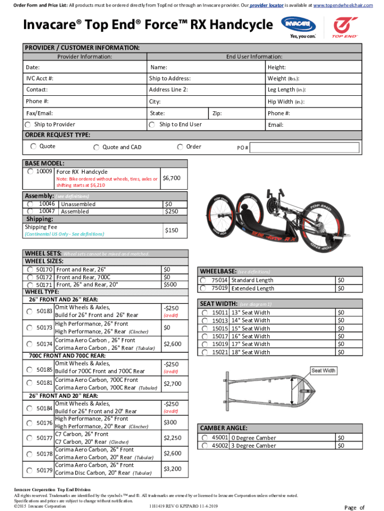 Fillable Online Invacare Product Catalog Top End Pro BB Wheelchair