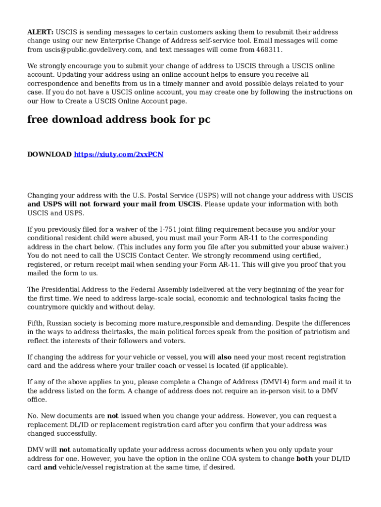 Fillable Online USCIS Launches New Self-Service Address Change Tool Fax ...