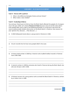 Fillable Online Black death Worksheet - Document A: University of Paris ...