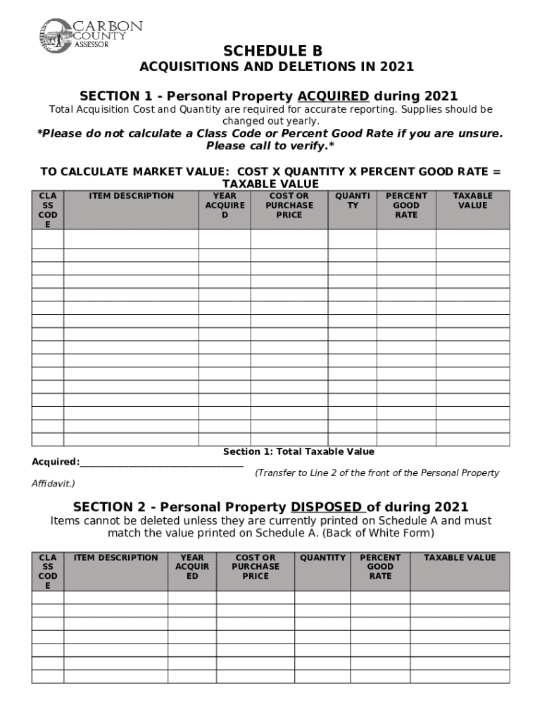 2022 SCHEDULE B Personal Property Acquired or ... Doc Template | pdfFiller 2022 SCHEDULE B Personal Property Acquired or ... Doc Template | pdfFiller