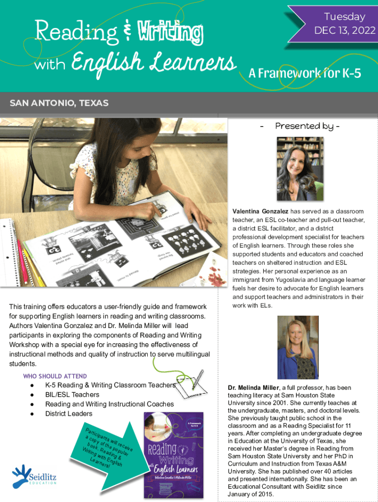 Fillable Online Readingng & Writing with ELs Flyer & Registration Fax