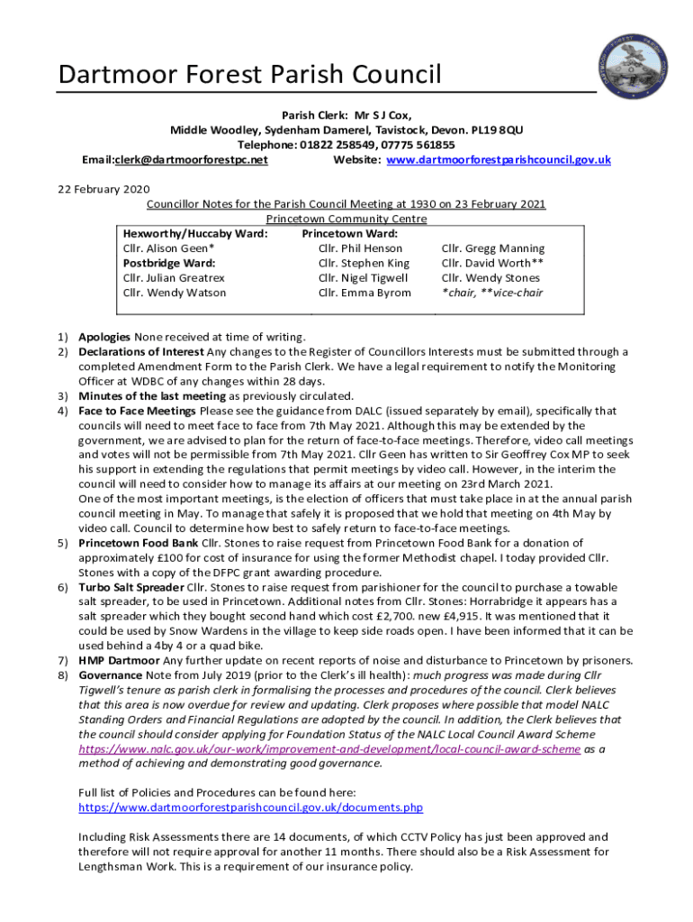 Fillable Online Councillor Notes Fax Email Print - pdfFiller