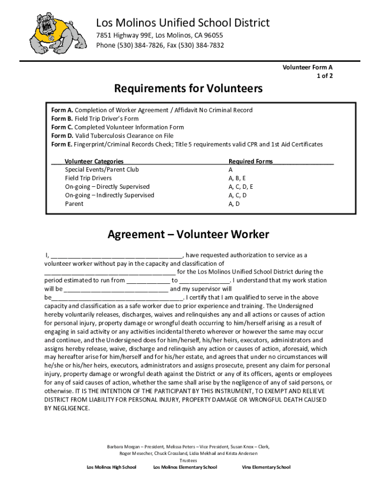 Completable En línea Los Molinos Unified School District Transportation Forms Fax Email
