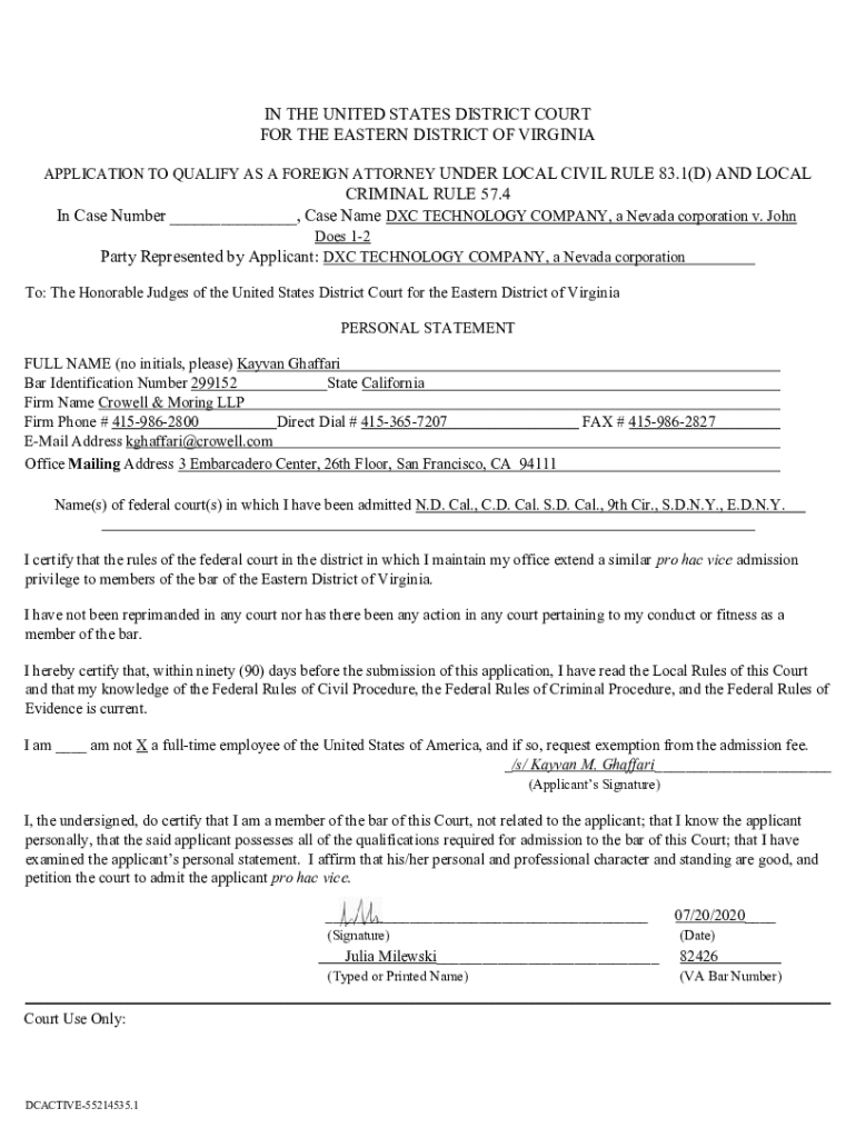 Fillable Online Local Counsel Requirements in the Eastern District of