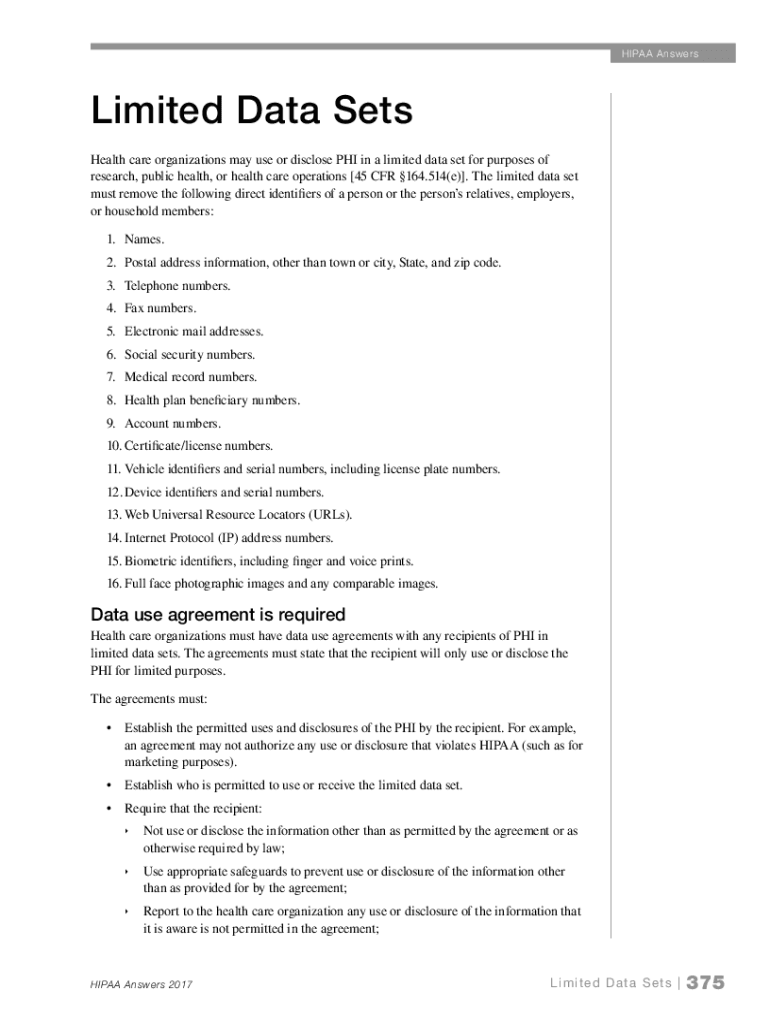 Fillable Online What is a Limited Data Set? Fax Email Print pdfFiller
