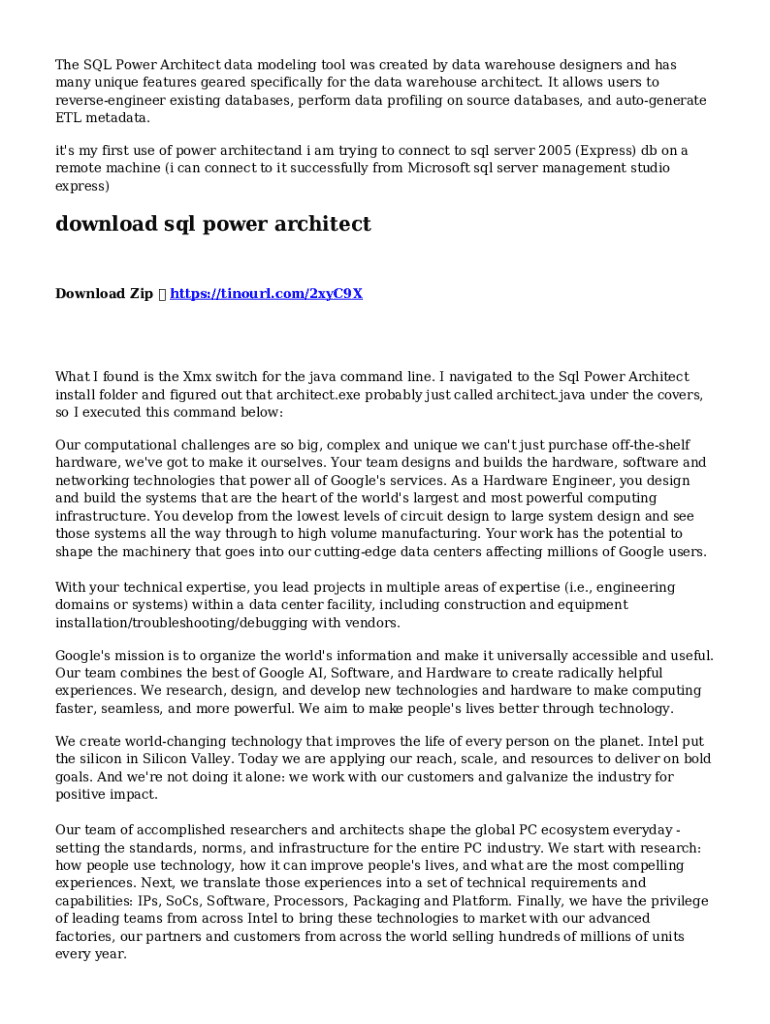 Fillable Online The SQL Power Architect data modeling tool was Fax ...