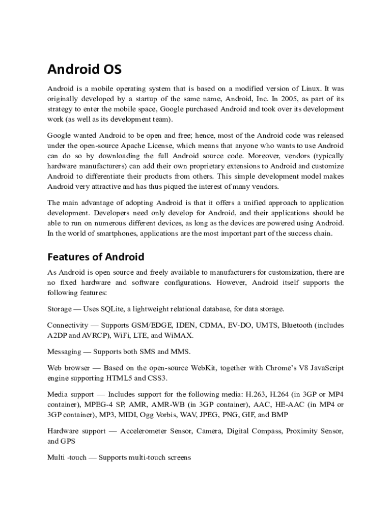 Fillable Online What is the Android system, and when was it invented ...