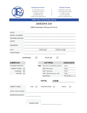 ANESPA DX Member Discount Form