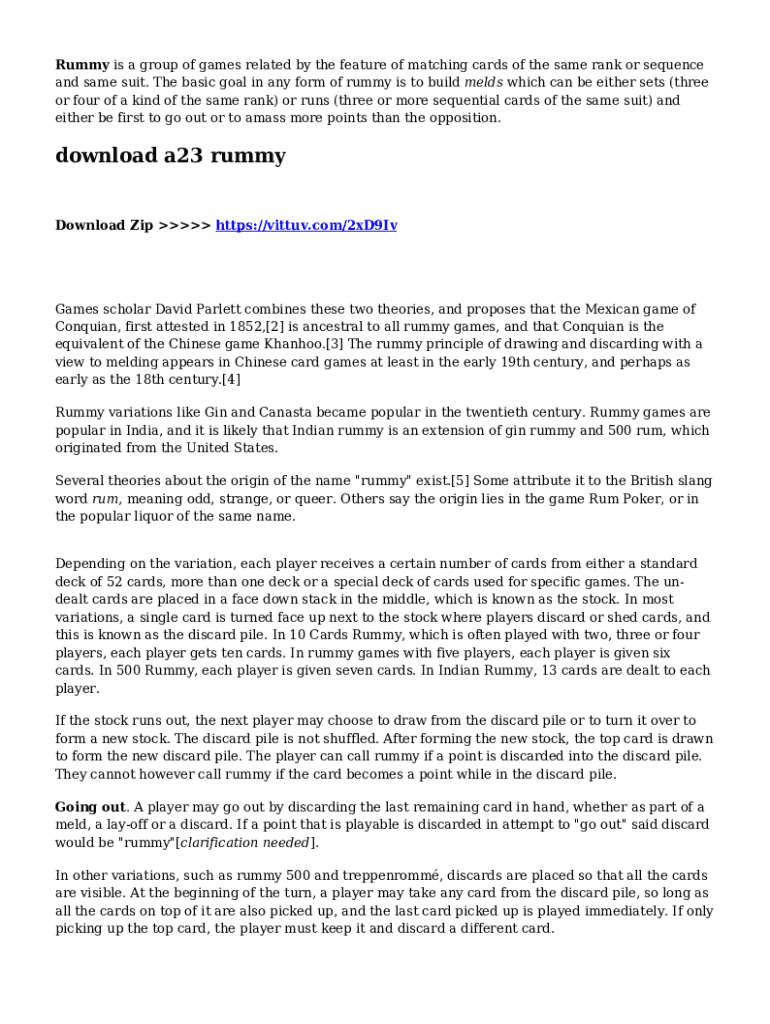 History and Rules of Rummy Games | Play Rummy Online 2023 - Fill Online, Printable, Fillable ...