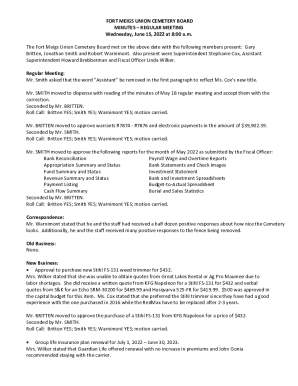 The Fort Meigs Union Cemetery Board met on the above date with the following members present: Gary