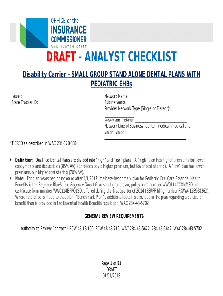 2019 Disability Small Group Stand Alone Dental w/Pediatric EHBs