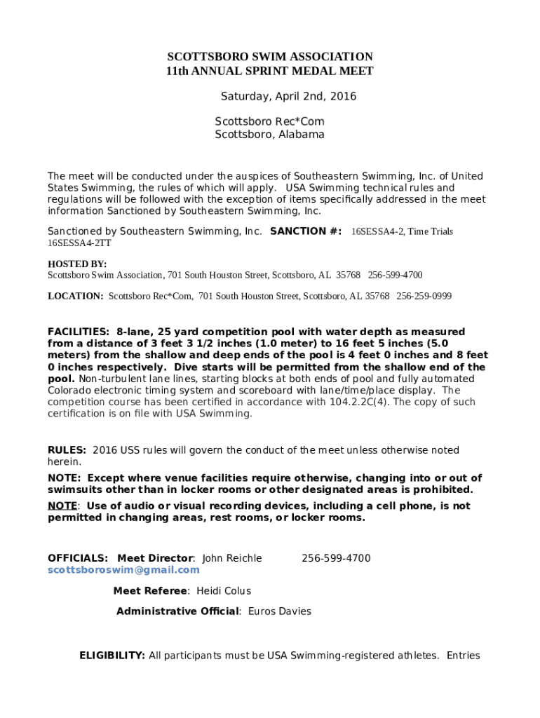 Scottsboro Swim Association Home SportsEngine Motion Doc Template