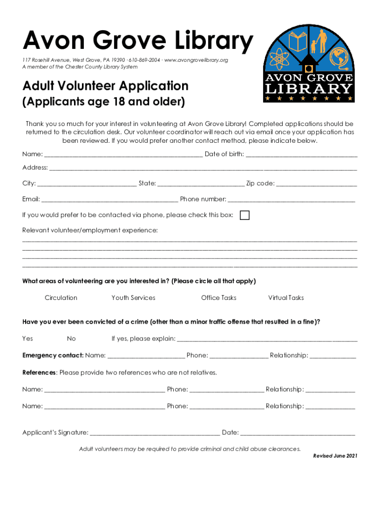 Fillable Online Avon Grove Library Fax Email Print pdfFiller