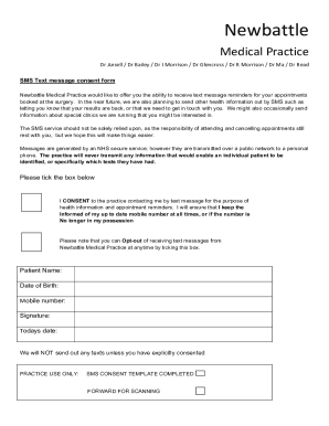 Fillable Online SMS Text message consent form Fax Email Print - pdfFiller
