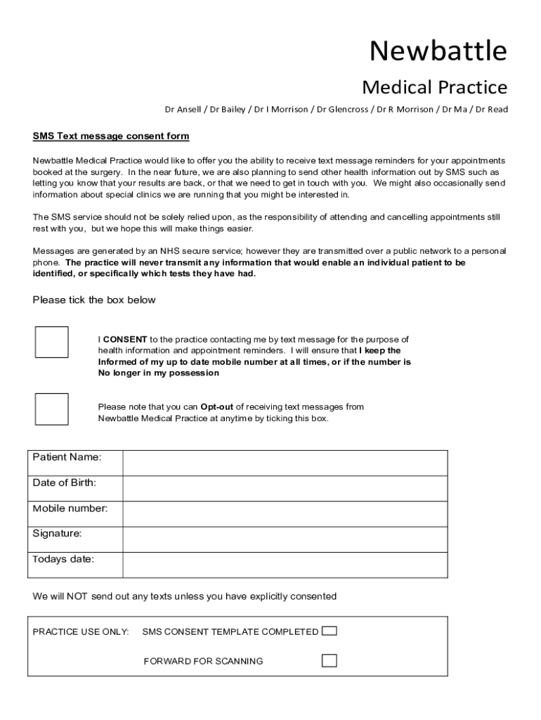 Fillable Online SMS Text message consent form Fax Email Print - pdfFiller